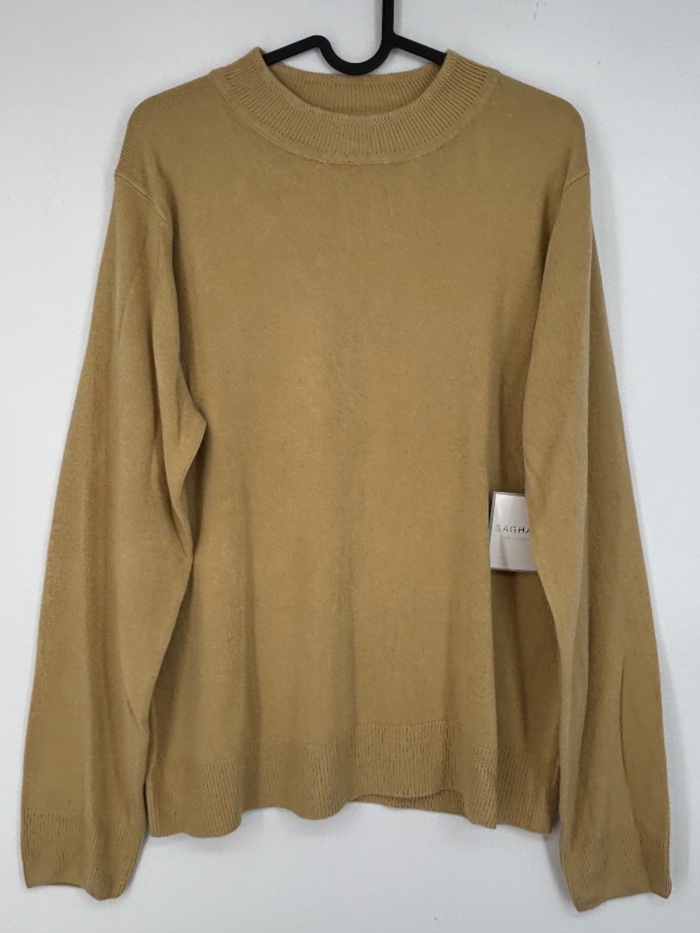 Sag Harbor Womens Large Mock Neck Sweater Camel Fine Gauge Long Sleeve Vintage - Picture 2 of 9